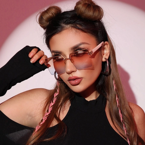 Square Sunglasses Large Frame Metal PC Gradient Lens UV400 Protection Fashion Trendy Eyewear For Women Men