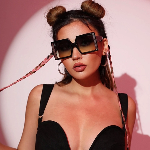 Oversized Square Sunglasses PC Frame UV400 Protection Gradient Lens Vintage Fashion Eyewear For Outdoor Travel Party Women Men