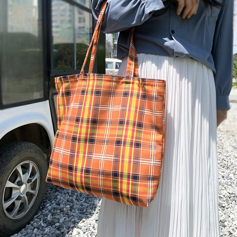 Vintage Καρό Τσάντα Tote Από Καμβά Μεγάλη Χωρητικότητα Με Φερμουάρ Τσάντα Ώμου Για Γυναίκες Καθημερινή Μετακίνηση Ταξίδια