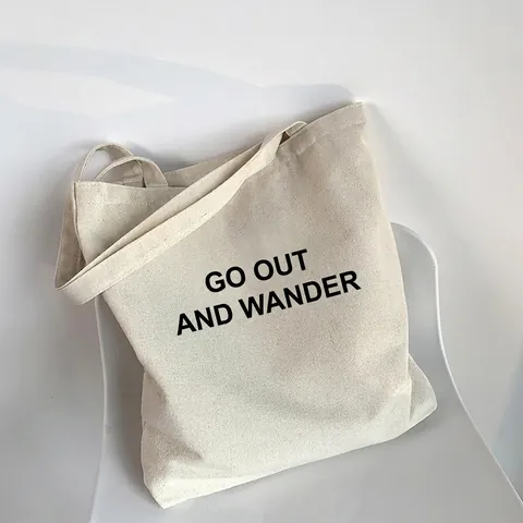 Große Kapazität Canvas Tote Bag Reißverschluss Buchstaben Druck Lässige Schulter Handtasche Für Damen Reisen Einkaufen