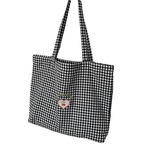 Damen Umhängetasche Aus Canvas Mit Cartoon-Print Japanischer Ulzzang-Stil Große Kapazität Schultertasche Für Den Alltag