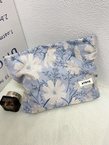 Borsa Per Trucco Jacquard Floreale Pochette Da Toiletta Portatile Grande Capacità Organizzatore Cosmetici Per Viaggio Donne Dolce