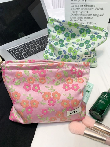 Florale Jacquard Kosmetiktasche Mit Großem Fassungsvermögen Reise Kulturbeutel Organizer Beutel Mit Segeltuchfutter Für Damen