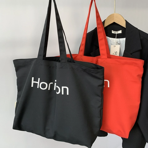 Damen Große Kapazität Leinwand Tragetasche Horizon Buchstaben Druck Einfache Lässige Schulterhandtasche Für Pendeln Reise