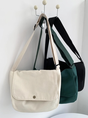 Damen Segeltuch Umhängetasche Retro Einfache Messenger Tasche Mit Verstellbarem Breitengurt Große Kapazität Student Klappe Schultertasche