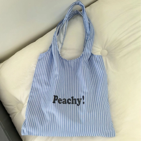 Grote Capaciteit Tote Tas Polyester Gestreept Gingham Peachy Letter Print Casual Schoudertas Voor Dames Lichtgewicht