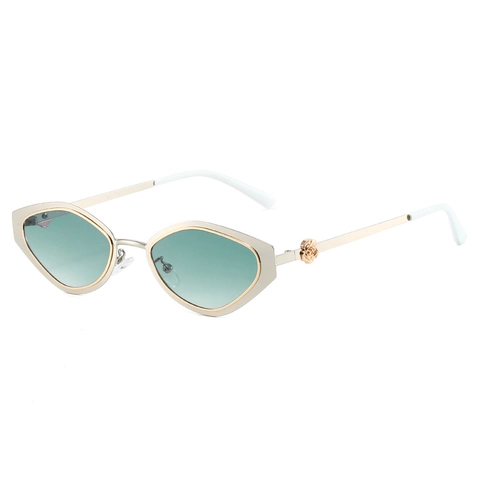 Lunettes De Soleil Yeux De Chat Géométriques Monture Métal Décor Fleur Rose Protection UV400 Style Rétro Tendance Pour Femmes