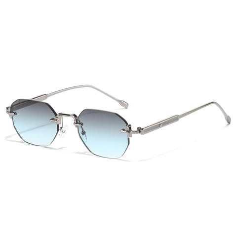 Rimless Octagon Sunglasses Metal Frame Retro Fashion Gradient Lenses UV400 Protection Minimalist Eyewear For Men Women