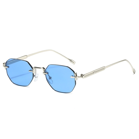 Rimless Octagon Sunglasses Metal Frame Retro Fashion Gradient Lenses UV400 Protection Minimalist Eyewear For Men Women