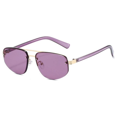 Gafas De Sol Aviador Sin Montura Doble Puente Metal UV400 Polygonales Moda Exterior Viaje Protección Solar Unisex