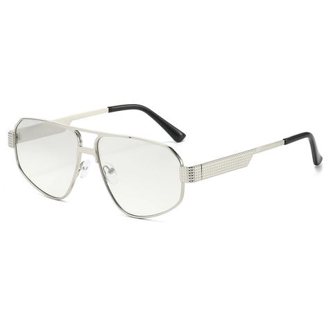 Occhiali Da Sole Aviatore Montatura In Metallo Protezione UV400 Doppio Ponte Poligonale Retro Vintage Unisex