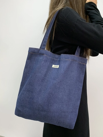 Minimalistische Denim Einkaufstasche Große Kapazität Schultertasche Mit Buchstaben Aufnäher Und Magnetverschluss Für Damen