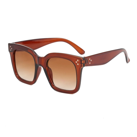 Fashion Square Oversized Sunglasses Retro PC Frame UV400 Protection Rivet Decor Gradient Lens For Women Men