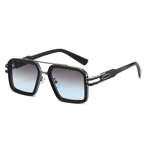 Occhiali Da Sole Quadrati Retrò Montatura Metallo PC Doppio Ponte Protezione UV400 Classici Moda Uomo Donna Occhiali