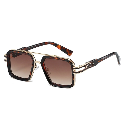 Occhiali Da Sole Quadrati Retrò Montatura Metallo PC Doppio Ponte Protezione UV400 Classici Moda Uomo Donna Occhiali