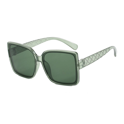 Eckige Sonnenbrille Übergroßer Polycarbonat Rahmen Diamant Gesteppte Bügel UV400 Schutz Retro Mode Damen Herren