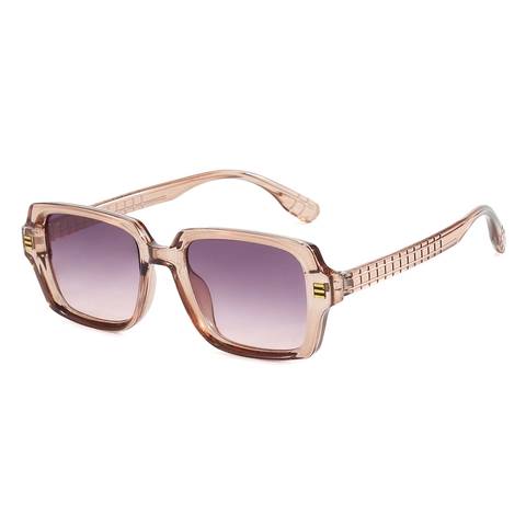 Gafas De Sol Cuadradas Retro Montura PC Protección UV400 Patillas Con Textura De Rejilla Moda Unisex