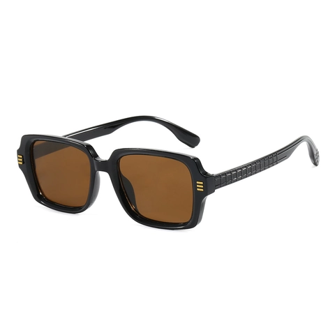 Gafas De Sol Cuadradas Retro Montura PC Protección UV400 Patillas Con Textura De Rejilla Moda Unisex
