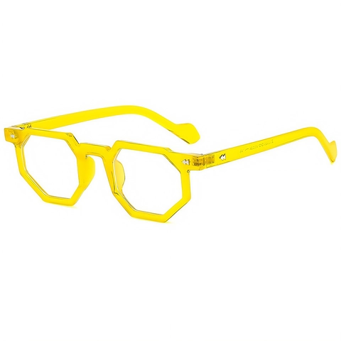 Montature Per Occhiali Poligonali Esagonali Retro Unisex Moda Chic Occhiali In PC Lenti Trasparenti Decorative Luce Blu