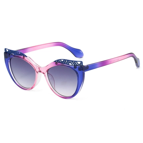 Gafas De Sol Cat Eye Para Mujer Protección UV400 Montura De PC Decoración De Metal Hueco Color Degradado
