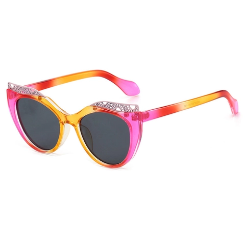 Gafas De Sol Cat Eye Para Mujer Protección UV400 Montura De PC Decoración De Metal Hueco Color Degradado