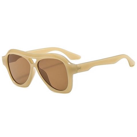 Retro Aviator Sunglasses Double Bridge UV Protection PC Frame Large Square Trendy Eyewear Unisex