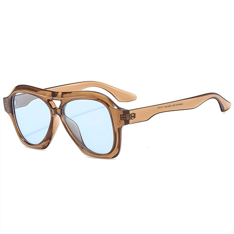 Retro Aviator Sunglasses Double Bridge UV Protection PC Frame Large Square Trendy Eyewear Unisex