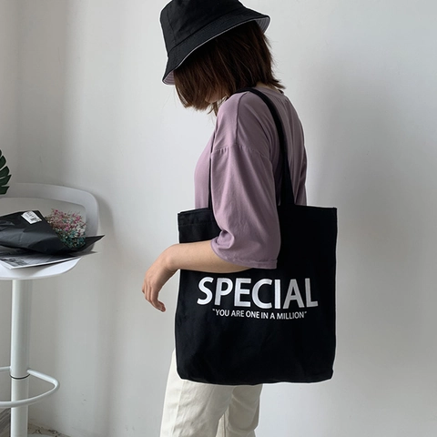 Sac Fourre-Tout En Toile Pour Femmes Grande Capacité Fermeture Éclair Vintage Imprimé Lettres Sac À Épaule Pour Le Quotidien