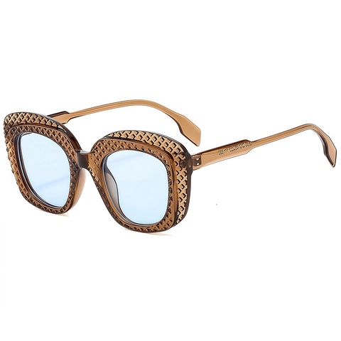 Oversized Square Sunglasses PC Frame UV400 Protection Fashion Quilted Texture Hip Hop Eyewear For Men Women