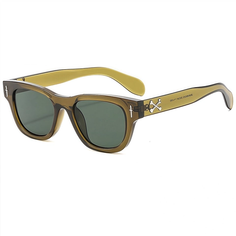 Square Frame Sunglasses PC Frame AC Lens UV400 Protection Cross Bone Metal Decor Retro Punk Gothic For Men Women