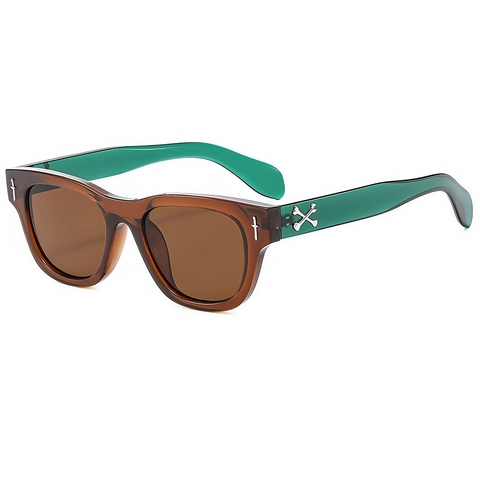 Square Frame Sunglasses PC Frame AC Lens UV400 Protection Cross Bone Metal Decor Retro Punk Gothic For Men Women