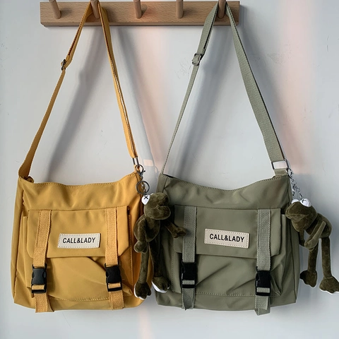 Sac Messager En Nylon Minimaliste Imperméable Grande Capacité Style Rétro Japonais Sac Bandoulière Usage Quotidien