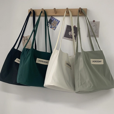 Nylon Wasserdichte Tragetasche Damen Japanischer Harajuku Stil Minimalistische Schulter Eimer Tasche Alltag