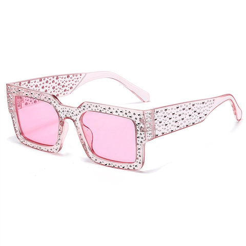 Fashion Oversized Square Sunglasses Luxury Sparkling Rhinestone PC Frame UV400 Protection Trendy Eyewear For Women
