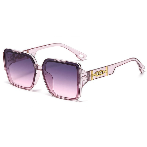 Large Square Frame Sunglasses Vintage UV400 Protection PC Frame Metal Chain Decoration Gradient Lens Women Men