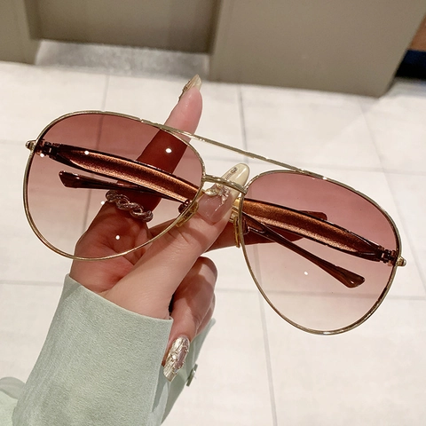 Lunettes De Soleil Aviateur Vintage Mode Monture En Métal Double Pont UV400 Lunettes De Plein Air Hommes Femmes