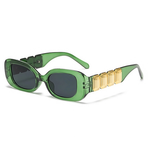 Vintage Square Sunglasses UV400 Protection PC Frame Gold Metal Decor Retro Rectangular Eyewear For Women Men