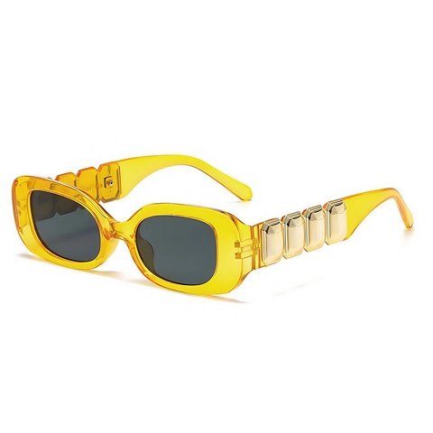 Vintage Square Sunglasses UV400 Protection PC Frame Gold Metal Decor Retro Rectangular Eyewear For Women Men