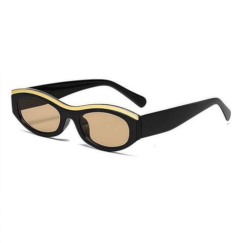 Occhiali Da Sole Cat Eye Retrò Donna Protezione UV400 Montura In PC Ovale Finiture In Metallo Chic
