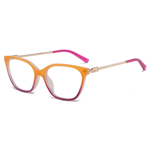 Vintage Cat Eye Blue Light Blocking Glasses For Women TR Metal Frame Gradient Color Square Fashion Decorative Eyewear