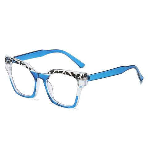 Occhiali Ottici Quadrati Anti Luce Blu Montatura PC Retro Moda Blocco Di Colore Stampa Leopardata Per Donne Uomini