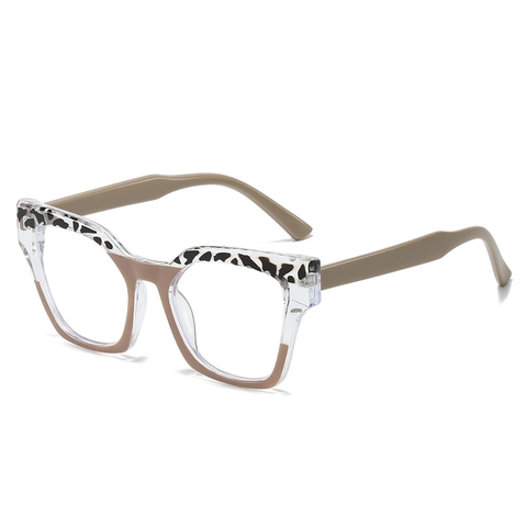 Occhiali Ottici Quadrati Anti Luce Blu Montatura PC Retro Moda Blocco Di Colore Stampa Leopardata Per Donne Uomini
