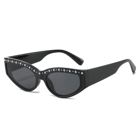 Lunettes de Soleil Femme Mode Œil de Chat Avec Décor Künstliche Perles Strass Monture PC Lentilles AC UV400 Vintage pour Fête