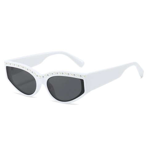Gafas De Sol Cat Eye Mujer Retro Vintage Montura PC Decoración Perla Artificial Diamante De Imitación Protección UV400 Moda