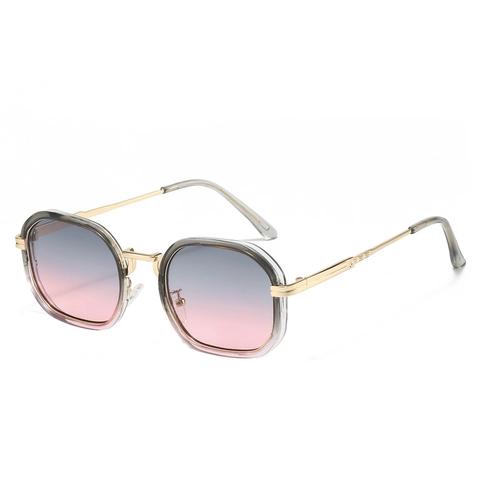 Polarized Square Sunglasses Women Men UV400 Protection Retro Rectangular Frame Metal Temple Fashion Gradient Lens Travel