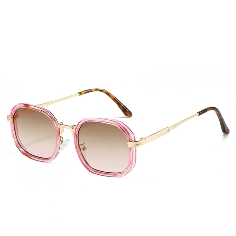 Polarized Square Sunglasses Women Men UV400 Protection Retro Rectangular Frame Metal Temple Fashion Gradient Lens Travel