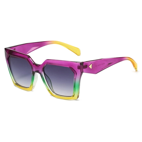 Square Sunglasses Oversized PC Frame UV400 Protection Gradient Lens Retro Fashion Eyewear Women Men Metal Decoration