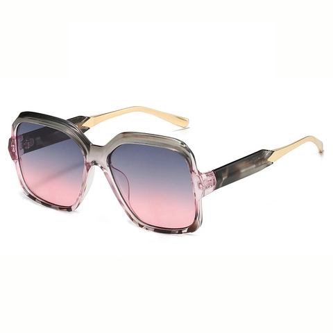 Lunettes De Soleil Carre Oversize Retro Verres PC Degrades Protection UV400 Branches En Metal Accessoire De Mode