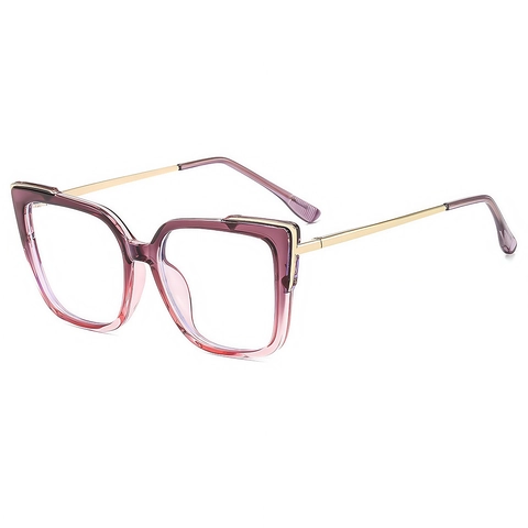 Occhiali Anti Luce Blu Da Donna Montatura PC Metallo Quadrati Cat Eye Retro Casual