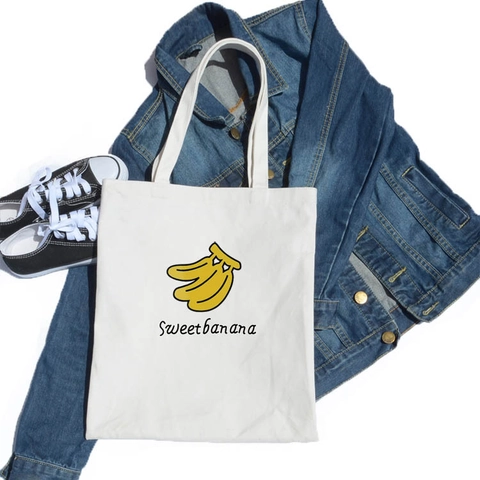 Women's Casual Canvas Tote Bag Large Capacity Fruit Print Zipper Shoulder Bag For Daily Shopping School Eco Friendly Handbag